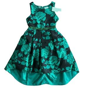 NWT!! Stunning Sweet Heart Rose Green Floral Sleeveless High-Low Dress / Size 12